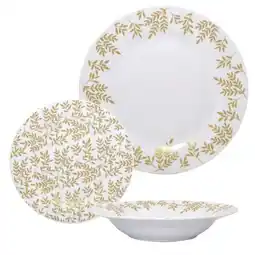 Carrefour CARREFOUR HOME Service vaisselle 18 pièces Feuille d'or offre