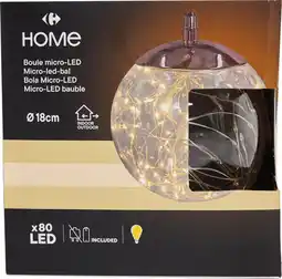 Carrefour CARREFOUR HOME Boule 80 Micro-LED décorative offre