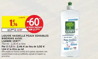 Intermarché Liquide vaisselle peaux sensibles biberons aussi l'arbre vert offre