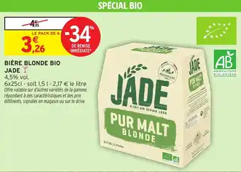 Intermarché Bière blonde bio jade offre