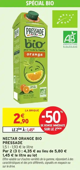 Intermarché Nectar orange bio pressade offre