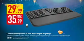 Plein ciel Clavier ergonomique sans fil avec repose poignet magnétique offre
