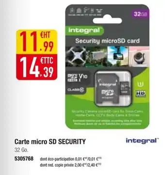 Plein ciel INTEGRAL Carte micro sd security offre
