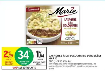 Intermarché Lasagnes à la bolognaise surgelées marie offre
