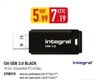 Plein ciel INTEGRAL Clé USB 3.0 BLACK offre