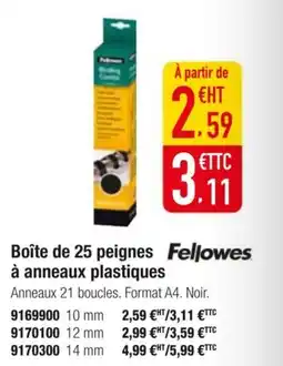 Plein ciel Boîte de 25 peignes Fellowes à anneaux plastiques offre