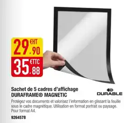Plein ciel DURABLE Sachet de 5 cadres d'affichage duraframe magnetic offre