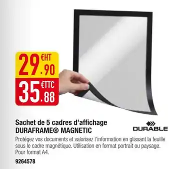Plein ciel DURABLE Sachet de 5 cadres d'affichage duraframe magnetic offre