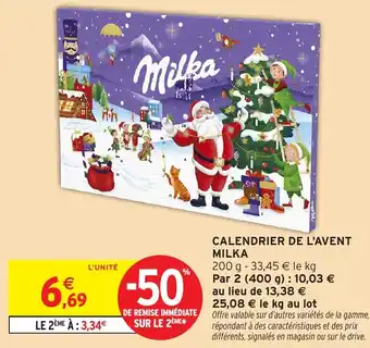 Intermarché Calendrier de l'avent milka offre