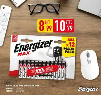 Plein ciel ENERGIZER MAX Blister de 12 piles offre