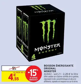 Intermarché Boisson énergisante original monster offre