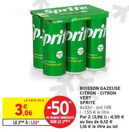 Intermarché Boisson gazeuse citron citron vert sprite offre