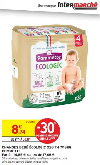 Intermarché Changes bébé écologic x28 t4 7 pommette offre