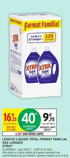 Intermarché Lessive liquide total format familial x63 lavages xtra offre