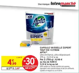 Intermarché Capsule vaisselle expert tout en 1 citron apta offre