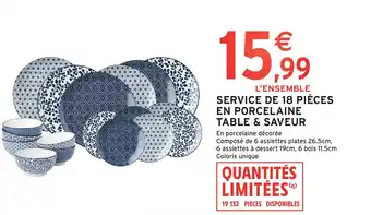 Intermarché Service de 18 pièces en porcelaine table & saveur offre