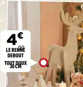 Centrakor Le renne debout tout doux 30 cm offre