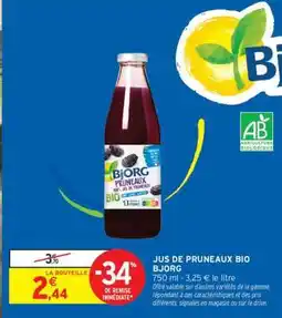 Intermarché Jus de pruneaux bio Bjorg offre