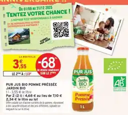Intermarché PUR JUS BIO POMME PRESSÉE JARDIN BIO offre