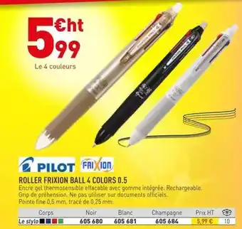 Hyperburo Pilot - roller frixion ball 4 colors 0.5 offre