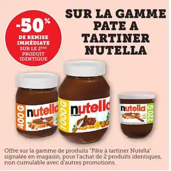Bi1 SUR LA GAMME PATE A TARTINER NUTELLA offre
