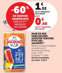 Bi1 Pain de mie sans sucres ajoutes tartine p'tit dej jacquet offre