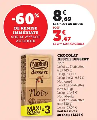 Bi1 Chocolat nestle dessert offre