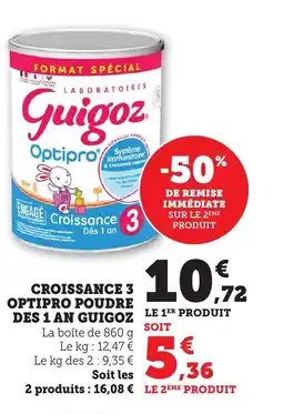 Bi1 Croissance 3 optipro poudre des 1 an guigoz offre