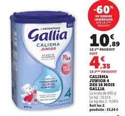 Bi1 Calisma junior 4 des 18 mois gallia offre