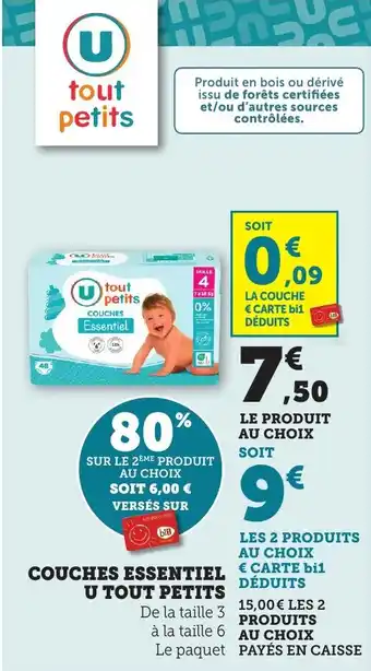 Bi1 Couches essentiel u tout petits offre