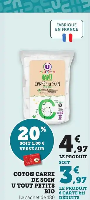 Bi1 Coton carre de soin u tout petits bio offre