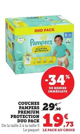 Bi1 Couches pampers premium protection duo pack offre
