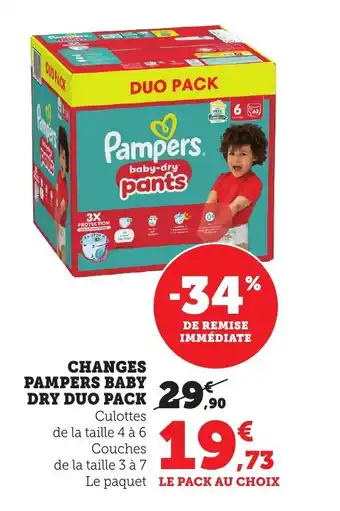 Bi1 Changes pampers baby dry duo pack offre