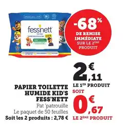 Bi1 Papier toilette humide kid's fess'nett offre