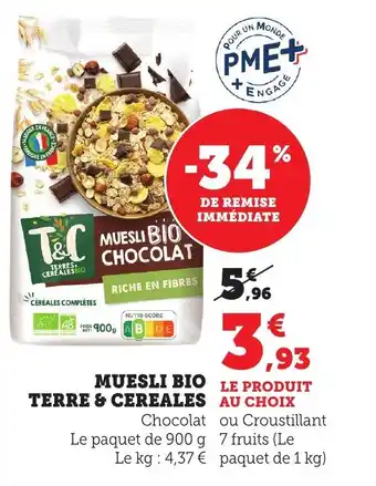Bi1 Muesli bio terre & cereales offre