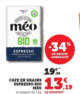 Bi1 Cafe en grains espresso bio meo offre