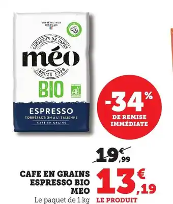 Bi1 Cafe en grains espresso bio meo offre