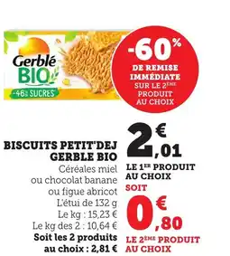 Bi1 Biscuits petit'dej gerble bio offre