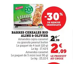 Bi1 Barres cereales bio aline & olivier offre
