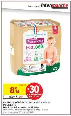 Intermarché CHANGES BÉBÉ ÉCOLOGIC X28 T4 7/18KG POMMETTE offre