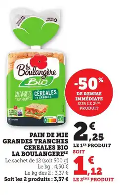 Bi1 Pain de mie grandes tranches cereales bio la boulangere offre