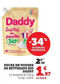 Bi1 Sucre en poudre de betterave bio daddy offre