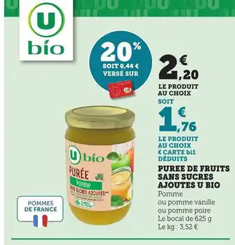 Bi1 Puree de fruits sans sucres ajoutes u bio offre