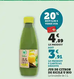 Bi1 Jus de citron de sicile u bio offre