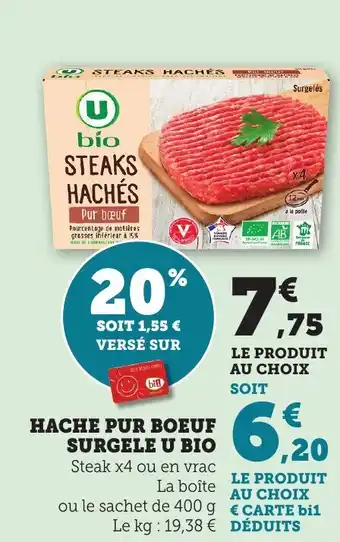 Bi1 Hache pur boeuf surgele u bio offre
