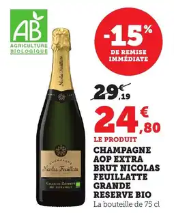 Bi1 Champagne aop extra brut nicolas feuillatte grande reserve bio offre
