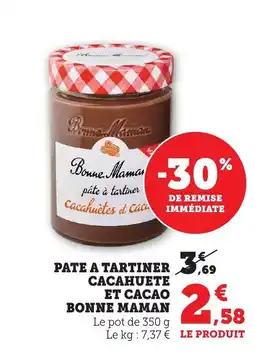 Bi1 Pate a tartiner cacahuete et cacao bonne maman offre