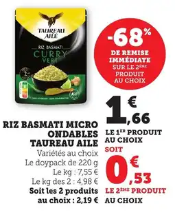 Bi1 Riz basmati micro ondables taureau aile offre