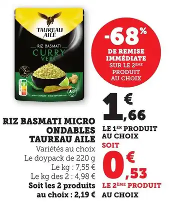 Bi1 Riz basmati micro ondables taureau aile offre