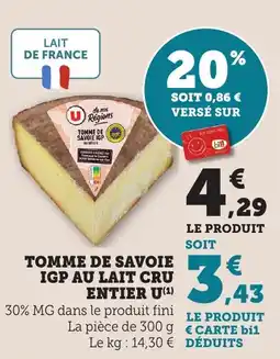 Bi1 Tomme de savoie igp au lait cru entier u offre